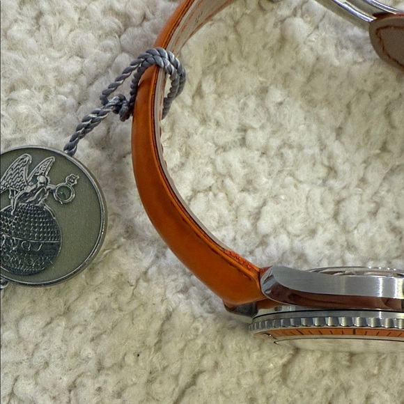 Omega Watch with Vibrant Orange Strap and Black Dial - Picture 9 of 16